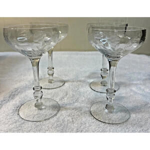 Sears AMBASSADOR Crystal Champagne 5.75" Sherbet 6 oz Set Of 4 Toasting Glass